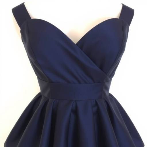 Abito da cocktail blu navy con scollo a cuore e gonna a ruota