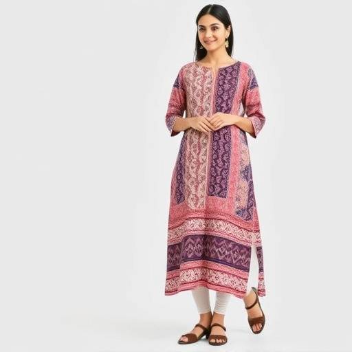 Abito tunica in cotone stampato con motivi geometrici etnici