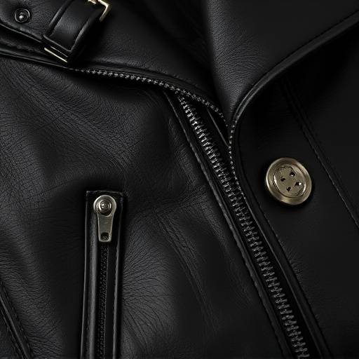 Giacca in pelle nera con zip e bottoni