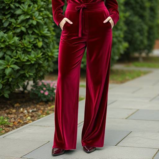 Pantaloni in velluto bordeaux a gamba larga