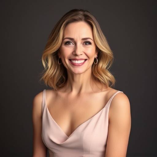 Ritratto di Eleonora Rossi, fondatrice e direttrice creativa di Sartoria Seraphina, sorridente e vestita con un elegante abito